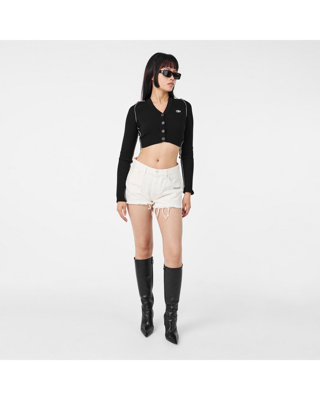 Off-White c/o Virgil Abloh Black Diagonal Stripe Knitted Top