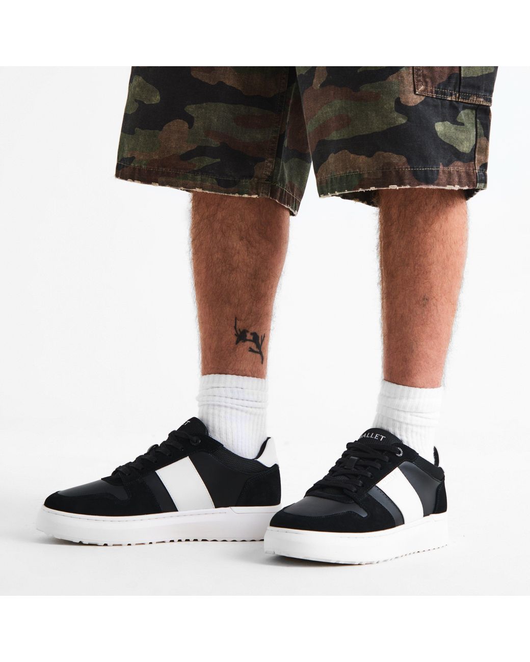 Mallet Black Hoxton Leather Low-Top Trainers for men
