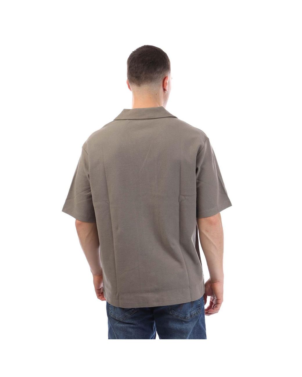Boss Gray Pe Waffleshirt 10270471 01 Oxford Shirt for men