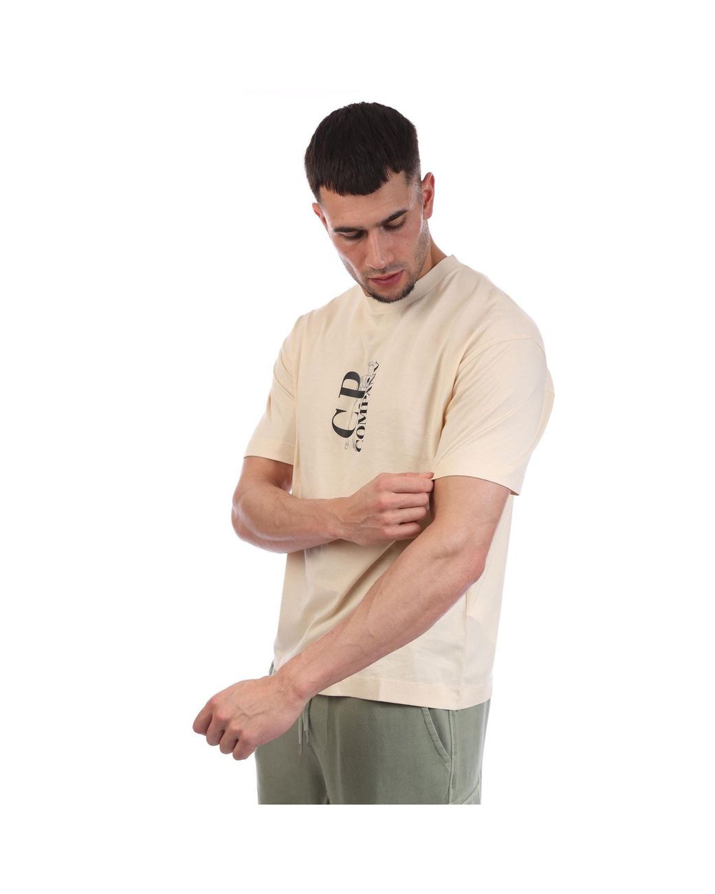 C P Company Natural 30/1 Jersey Logo T-Shirt for men