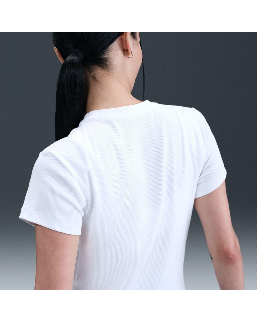 Nike White Tight Ribbed Short-Sleeve T-Shirt