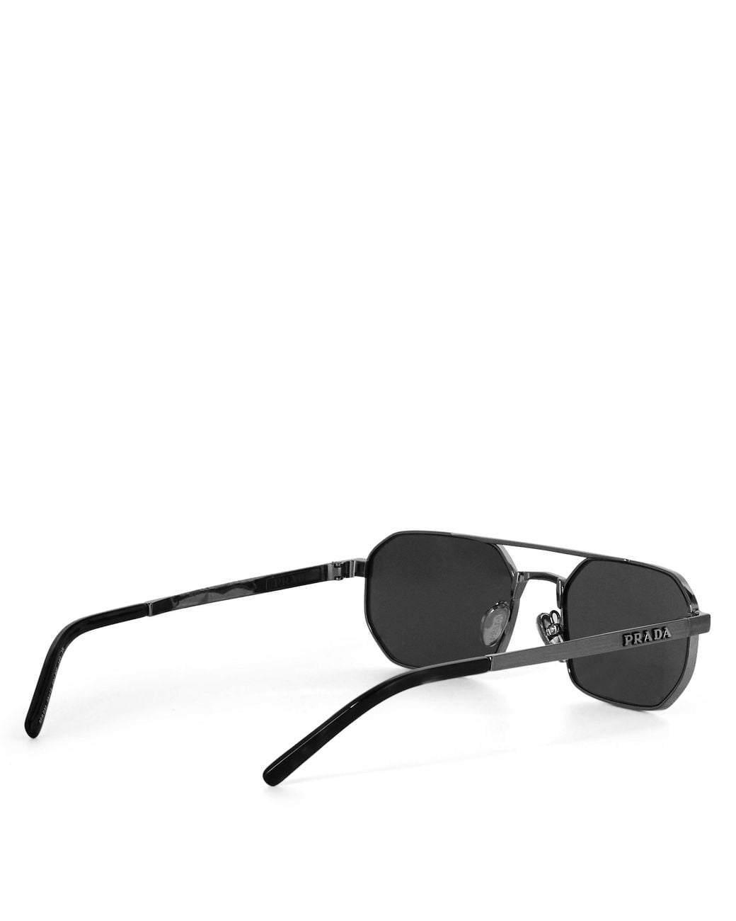 Prada Black Stainless Steel Aviator Sunglasses for men