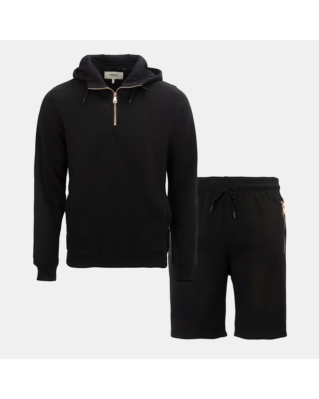 Firetrap Black Hood Shirt And Short Set for men