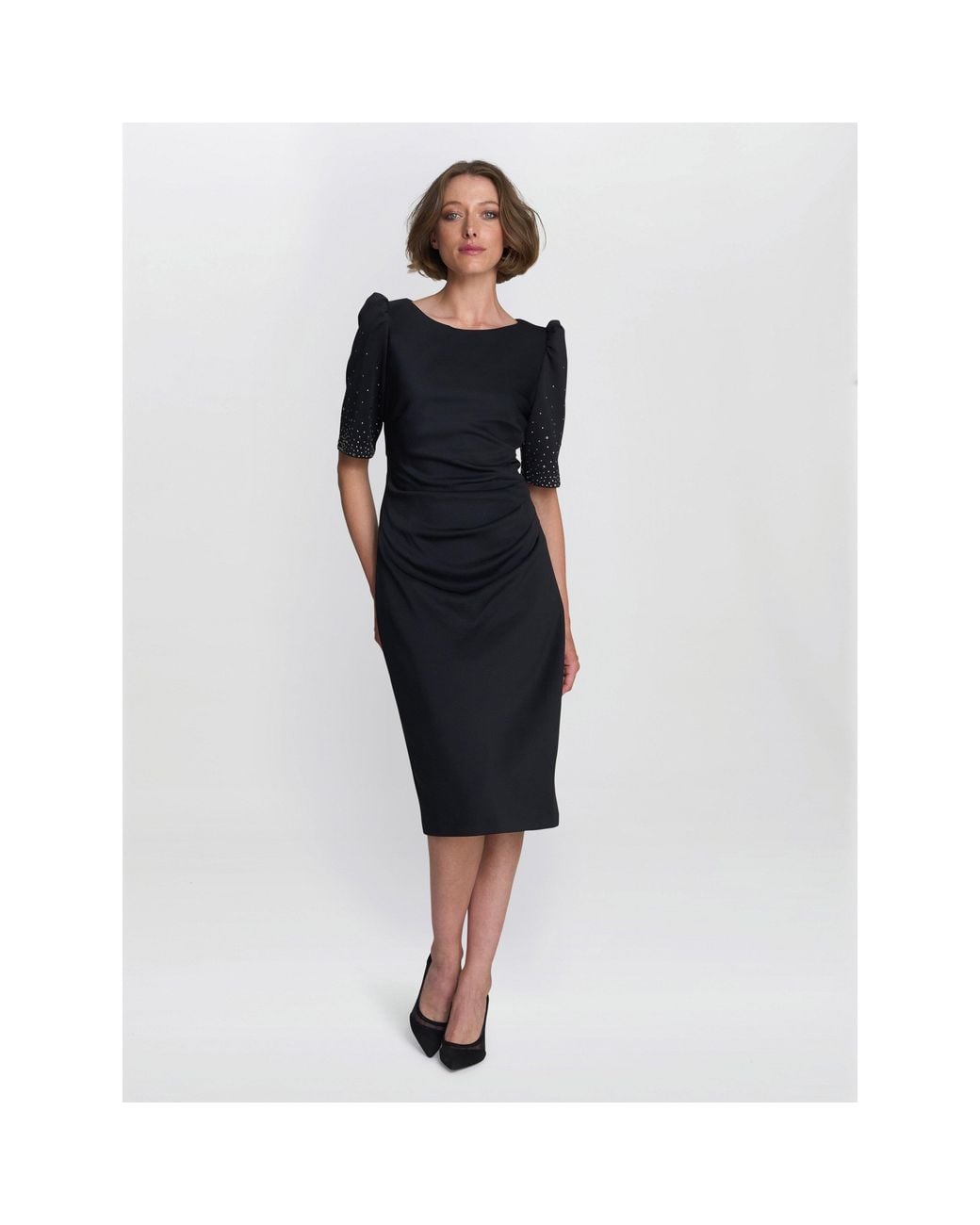 Gina Bacconi Black Louisa Dress With Beaded Sleeve