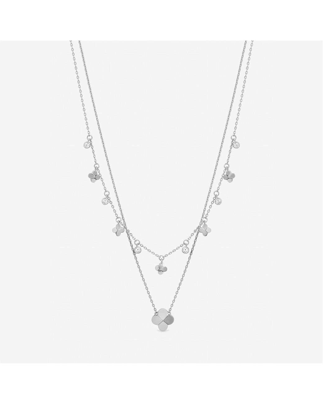 Inicio Metallic Double Row Clover Necklace