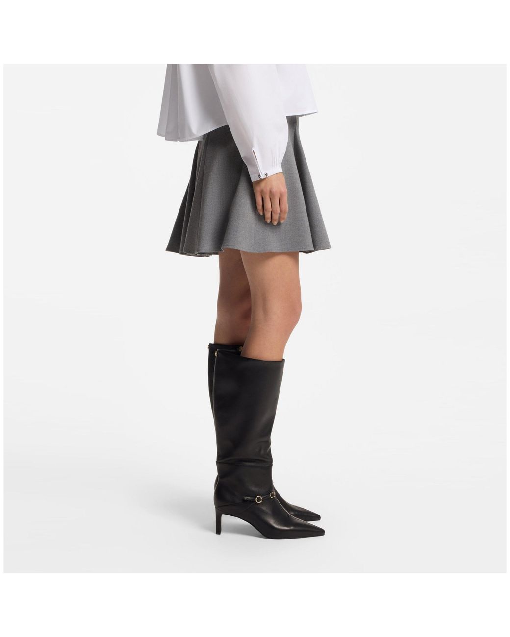 HUGO Black Knee-High Stiletto Boots With Metal Logo Details (Devany)