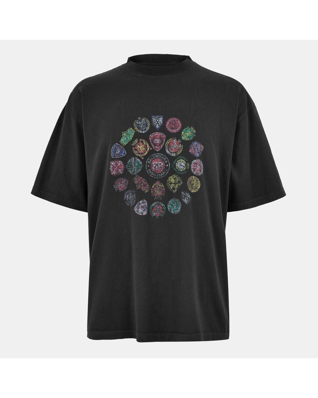 Balenciaga Black T-Shirt With Colorful Print for men