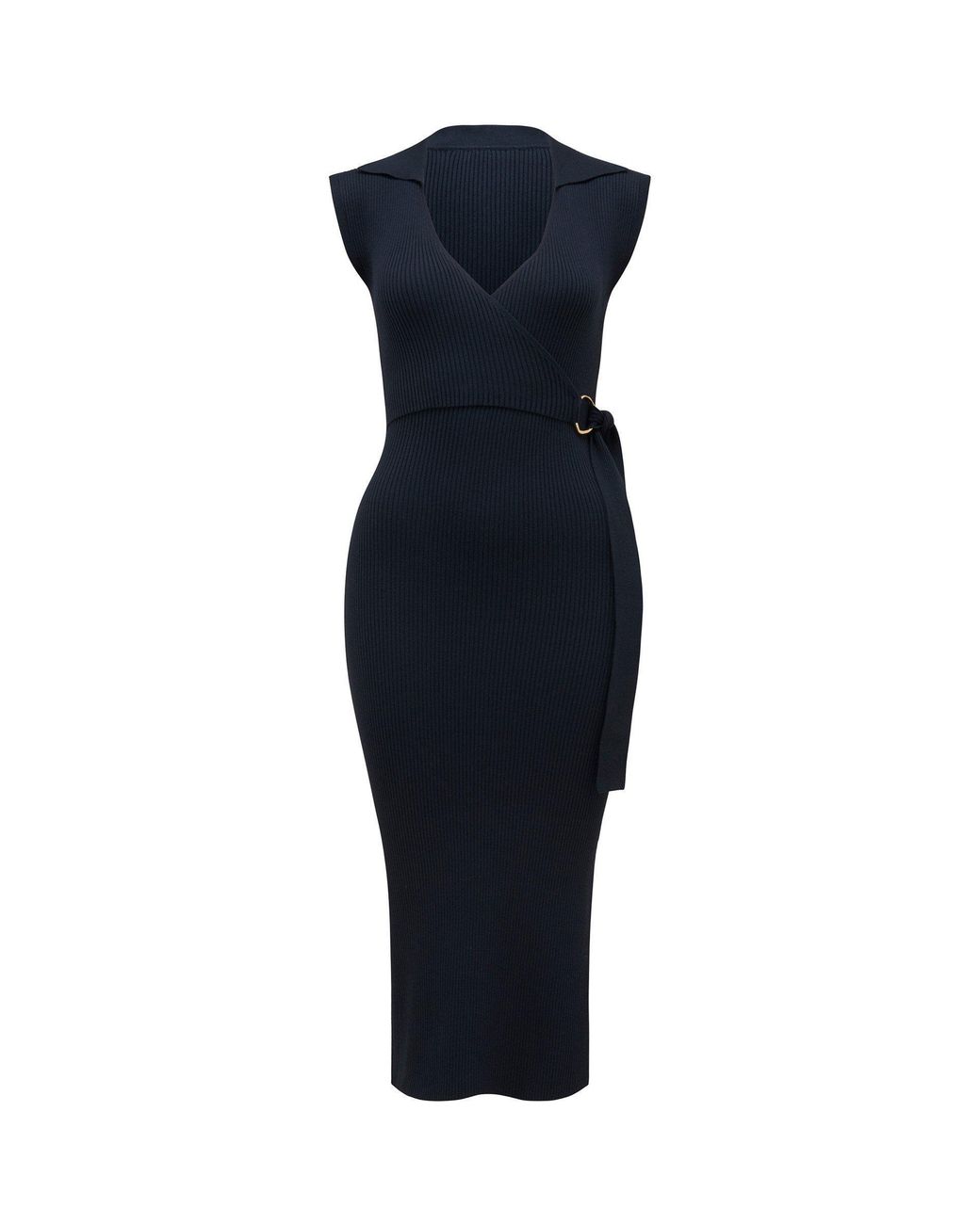 Forever New Blue Liv Sleeveless Collar Wrap Knit Dress