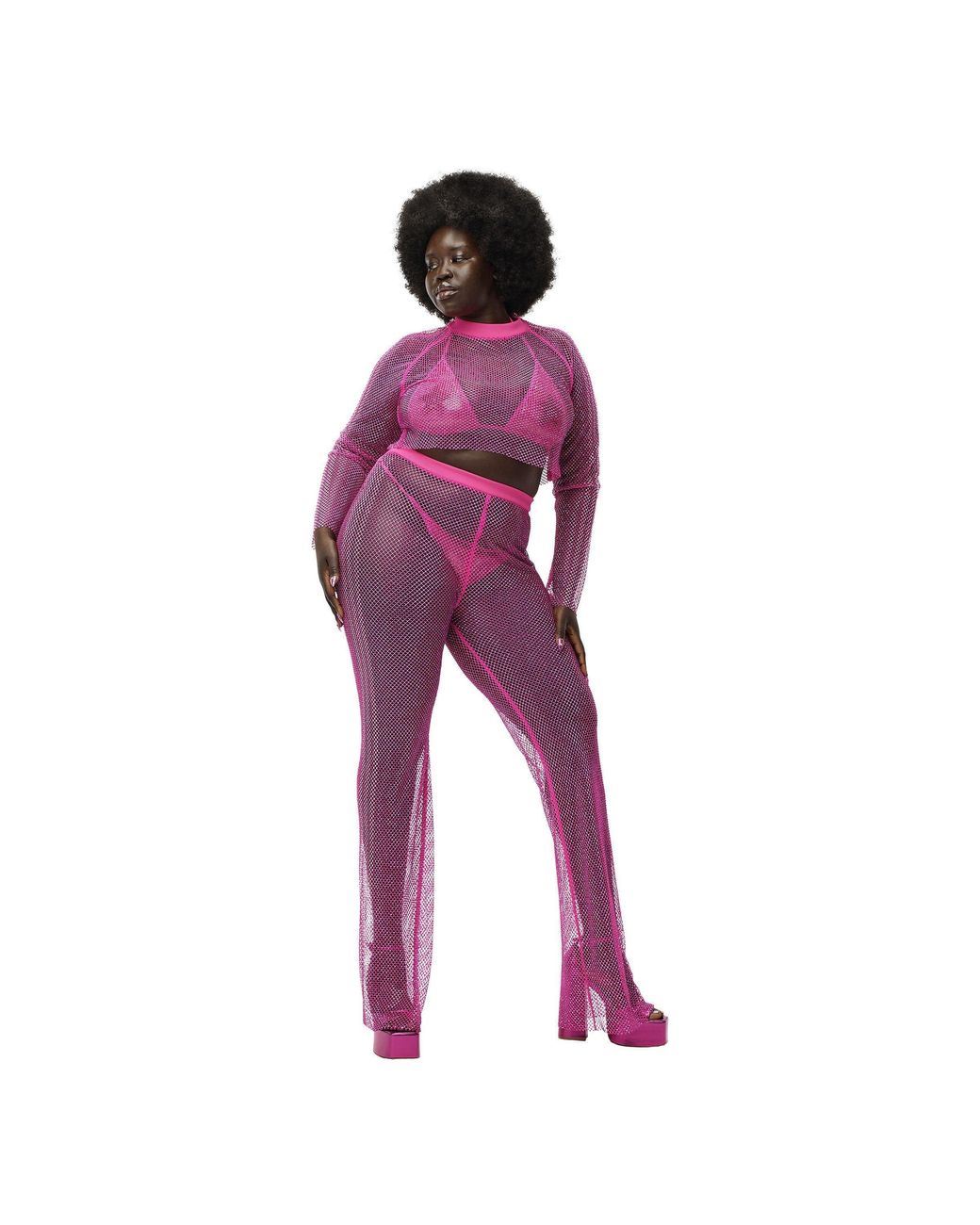 Adidas Pink X Ivy Park Crystal Mesh Cover-Up Trousers