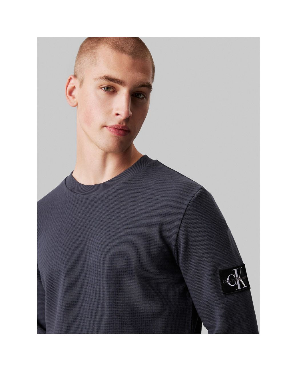 Calvin Klein Blue Waffle Long Sleeve Top for men