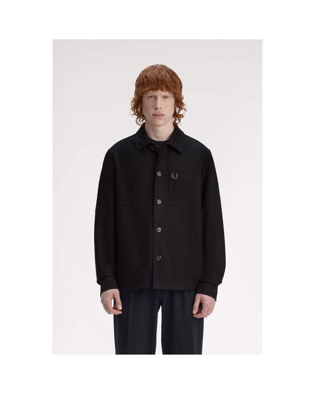 Fred Perry Black Brushed Twill Overshirt for men