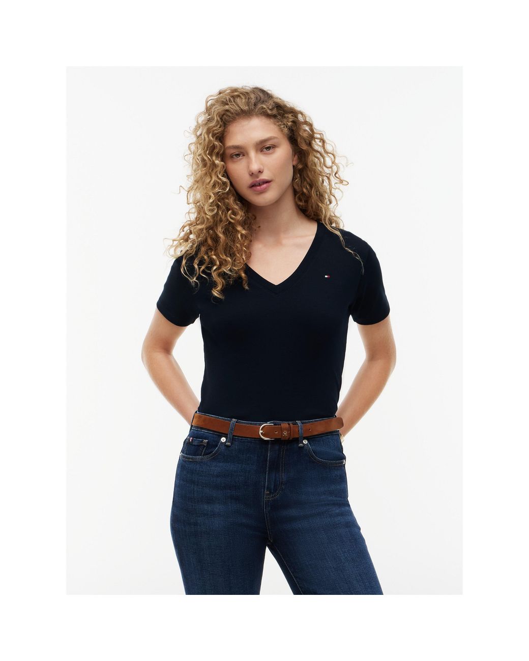 Tommy Hilfiger Blue V-Neck Striped T-Shirt