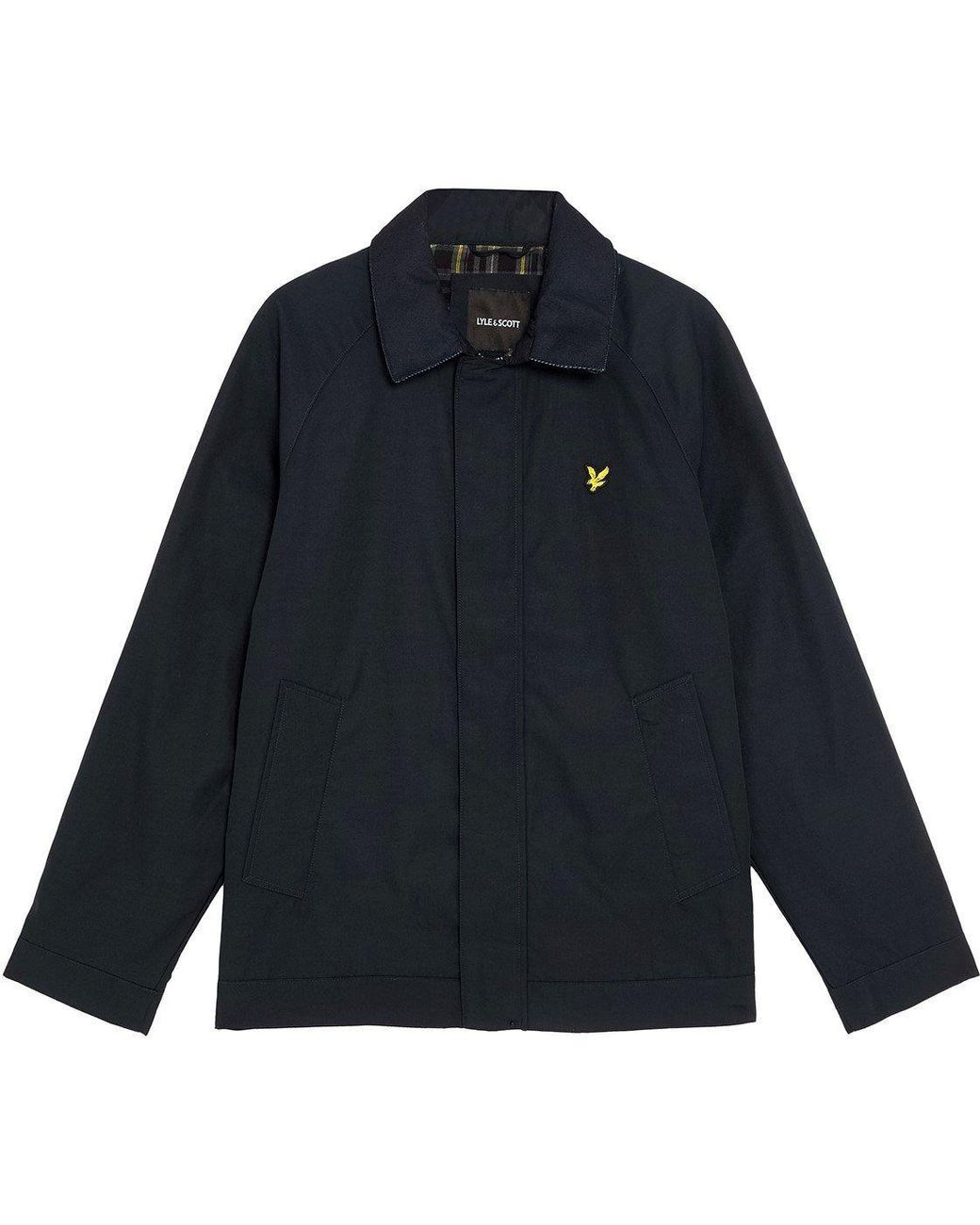 Lyle & Scott Blue Tartan Lined Water-Resistant Harrington Jacket for men
