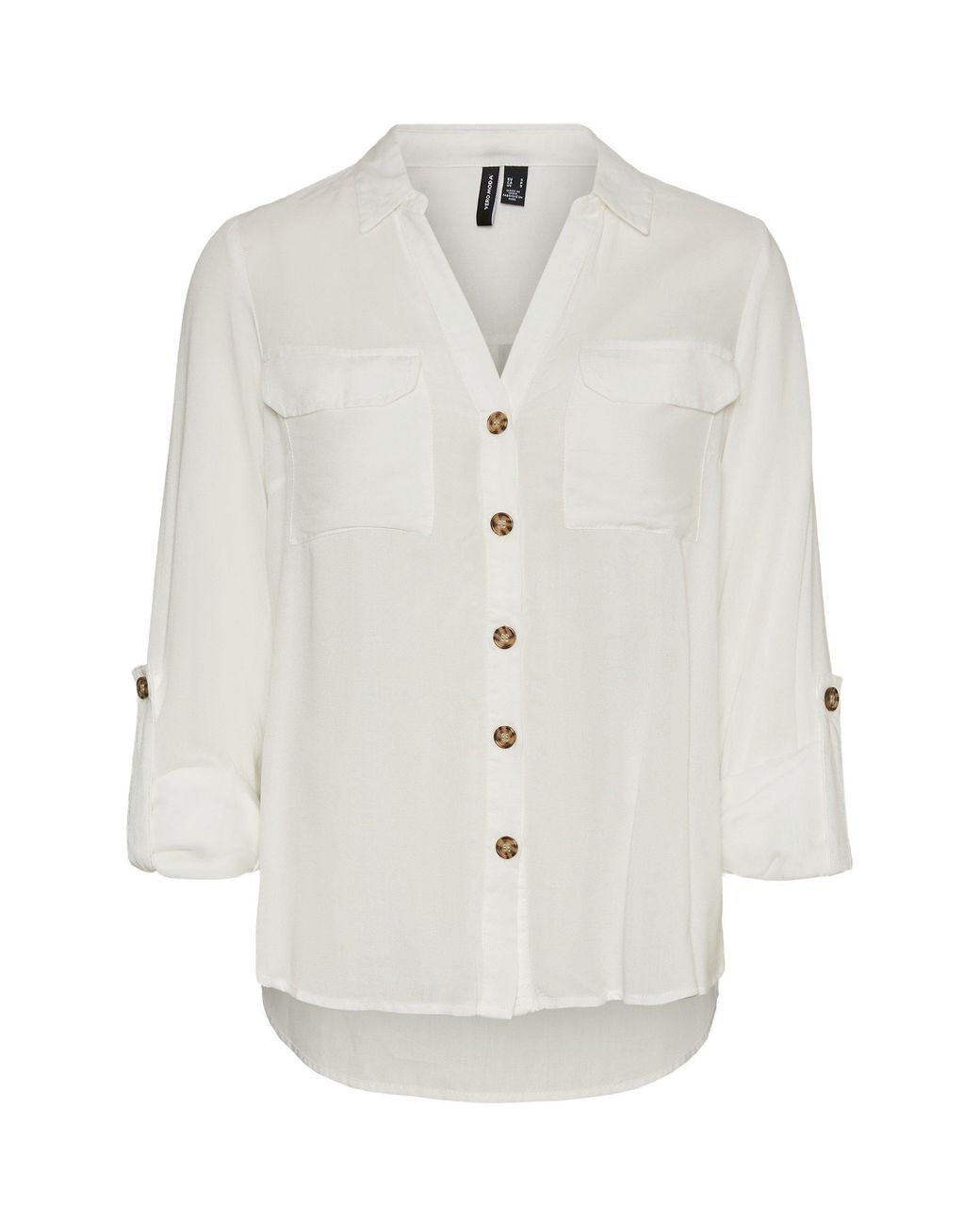 Vero Moda White Long-Sleeve Plain Shirt