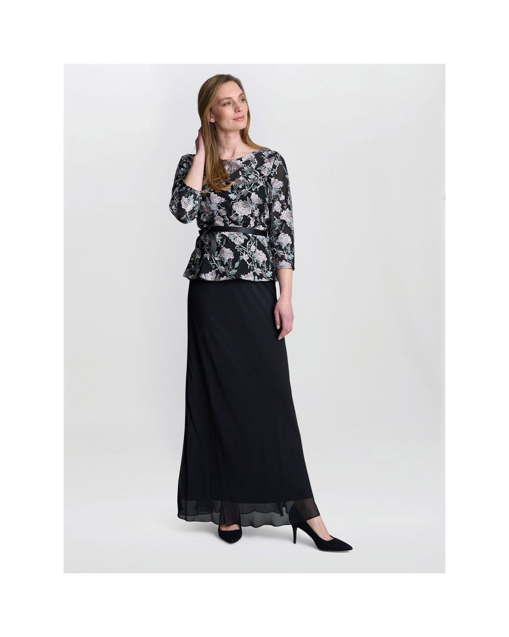 Gina Bacconi Blue Bernice Chiffon Maxi Skirt
