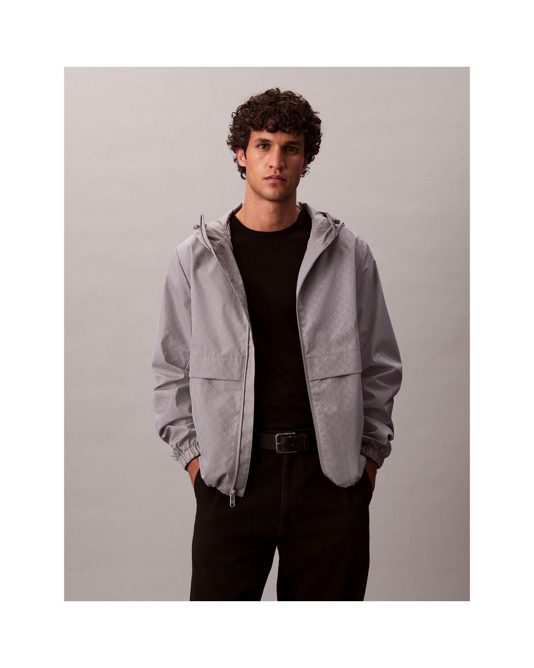 Calvin Klein Gray Ckj All Over Print Lightweight Windbreaker for men