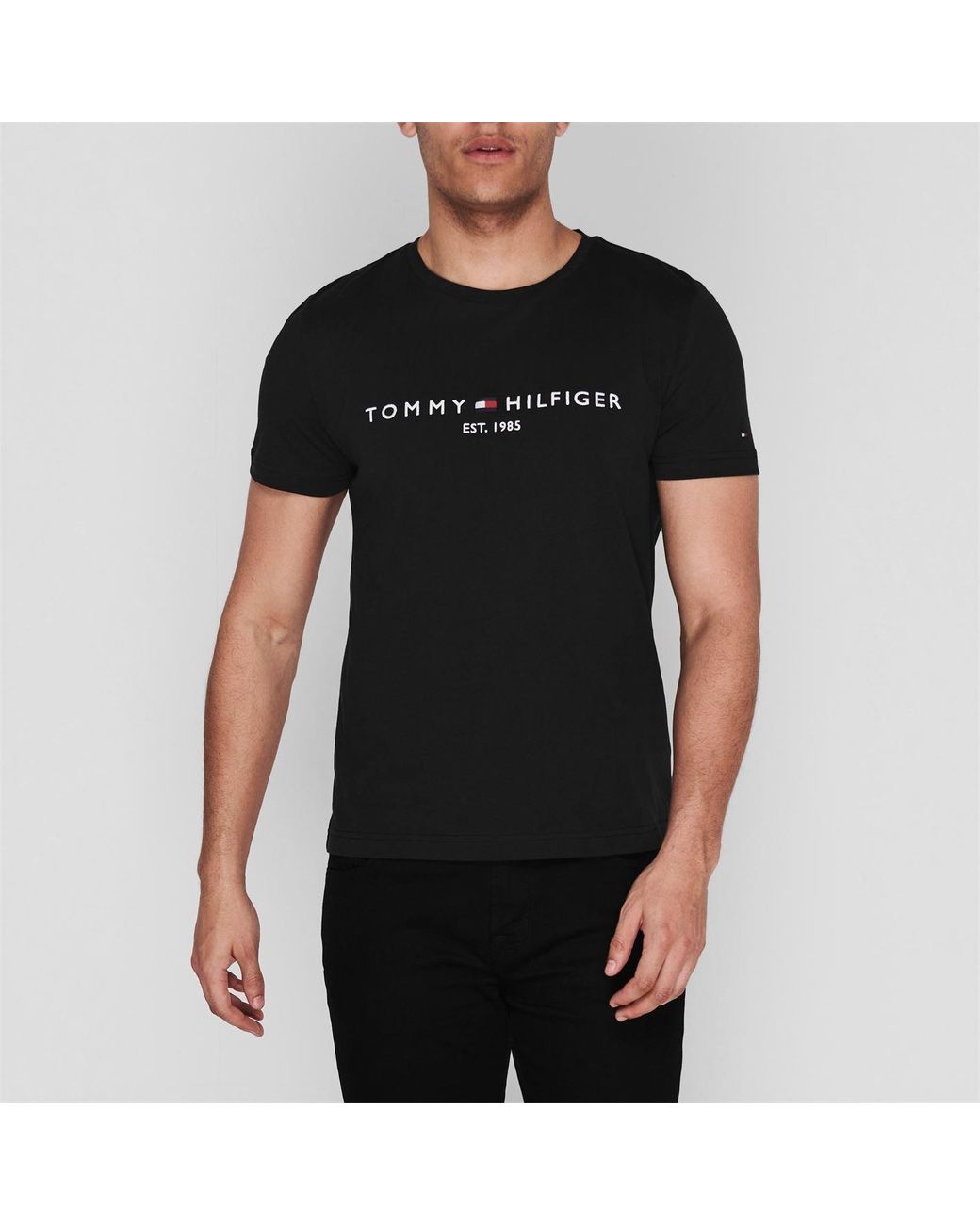 Tommy Hilfiger Black Logo Crew Neck T Shirt for men