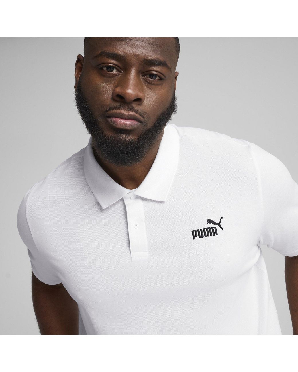 PUMA White No.1 Pique Short-Sleeve Polo Shirt for men