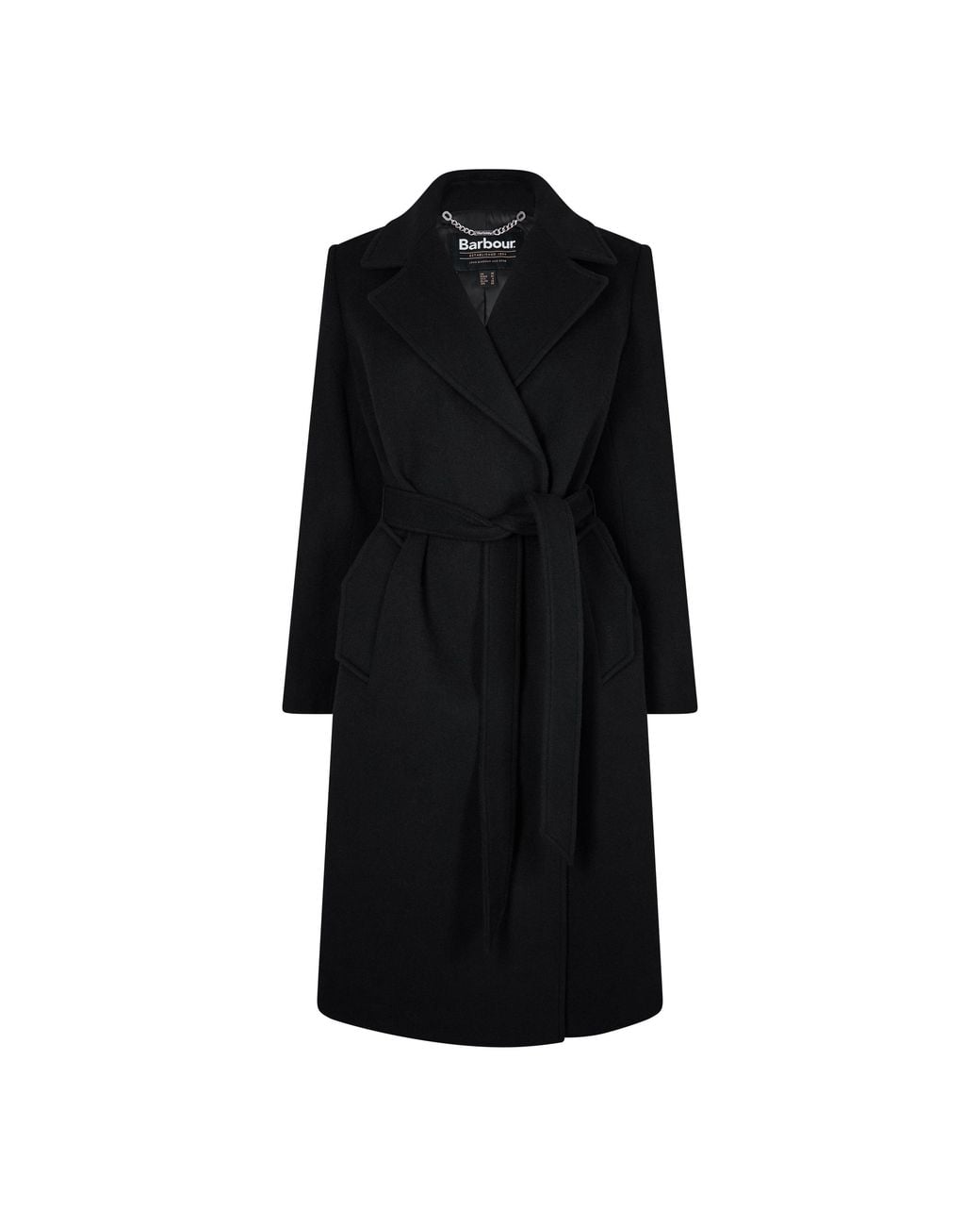 Barbour Black Clodagh Wool Mid-Length Trench Overcoat
