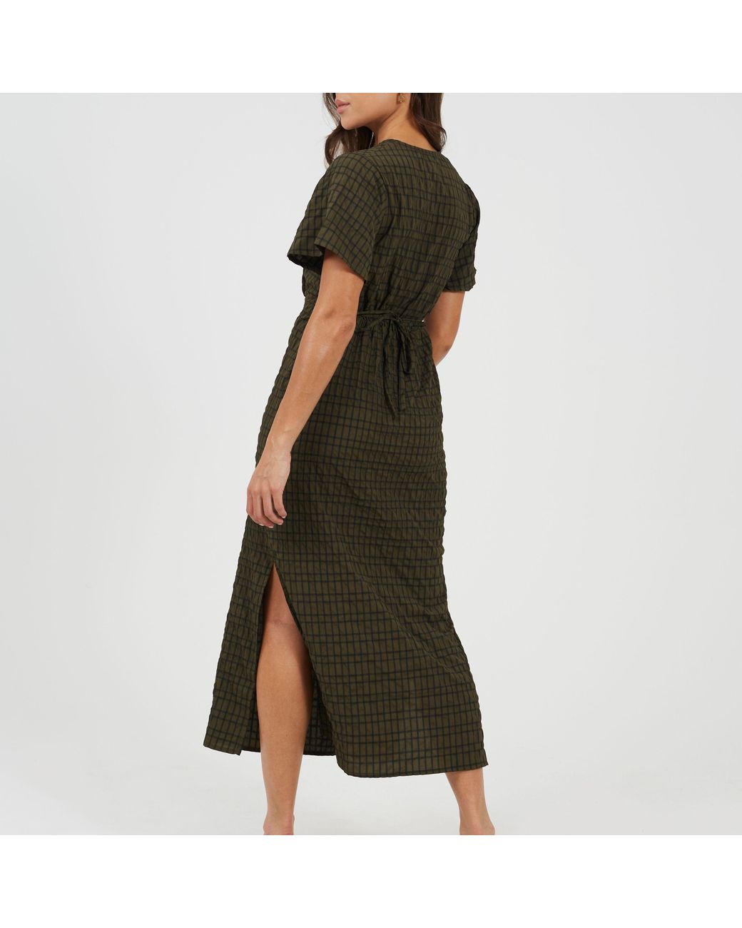Brave Soul Green Tie Back Midi A Line Dress