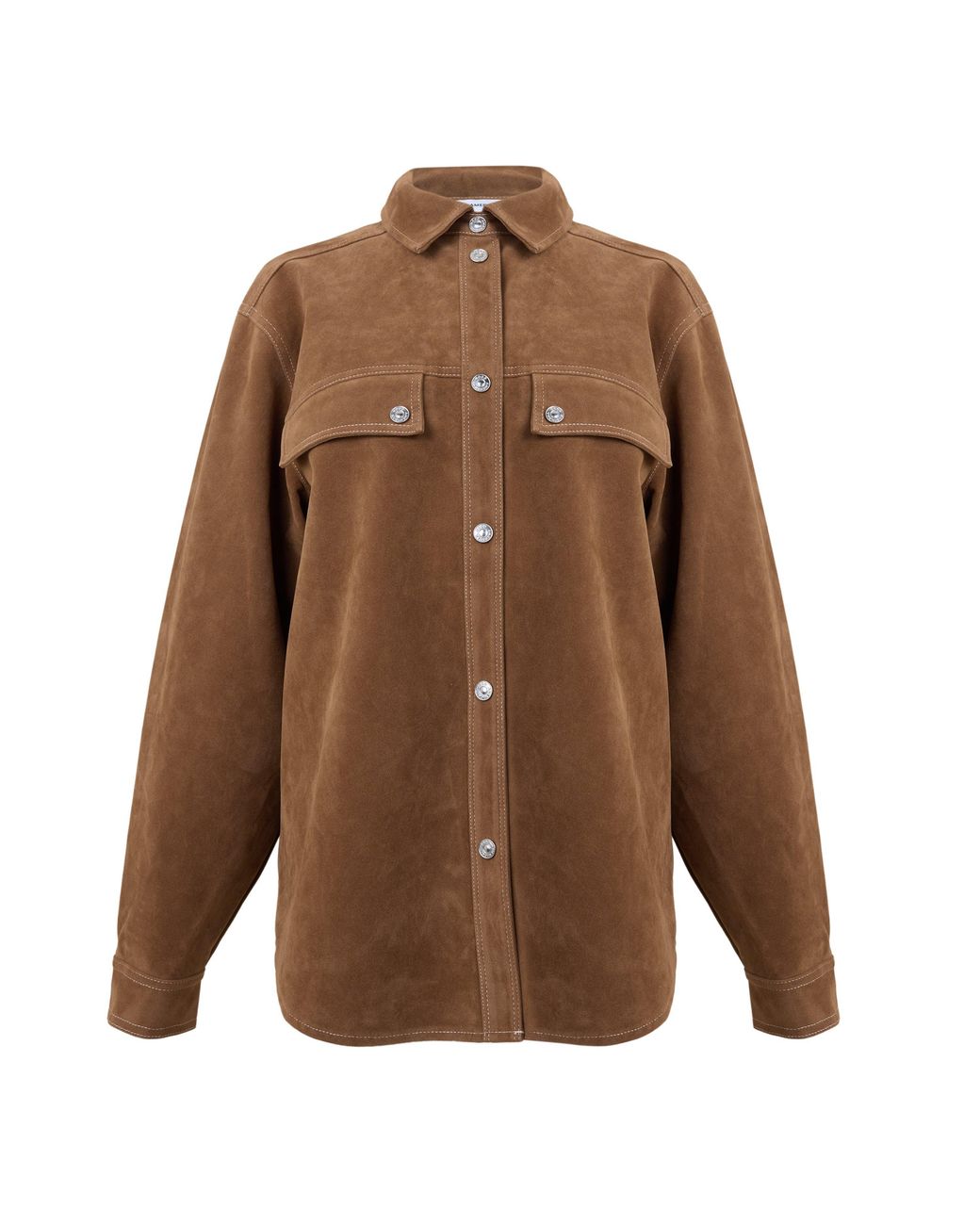 GOOD AMERICAN Brown Better Than Suede Overshirt