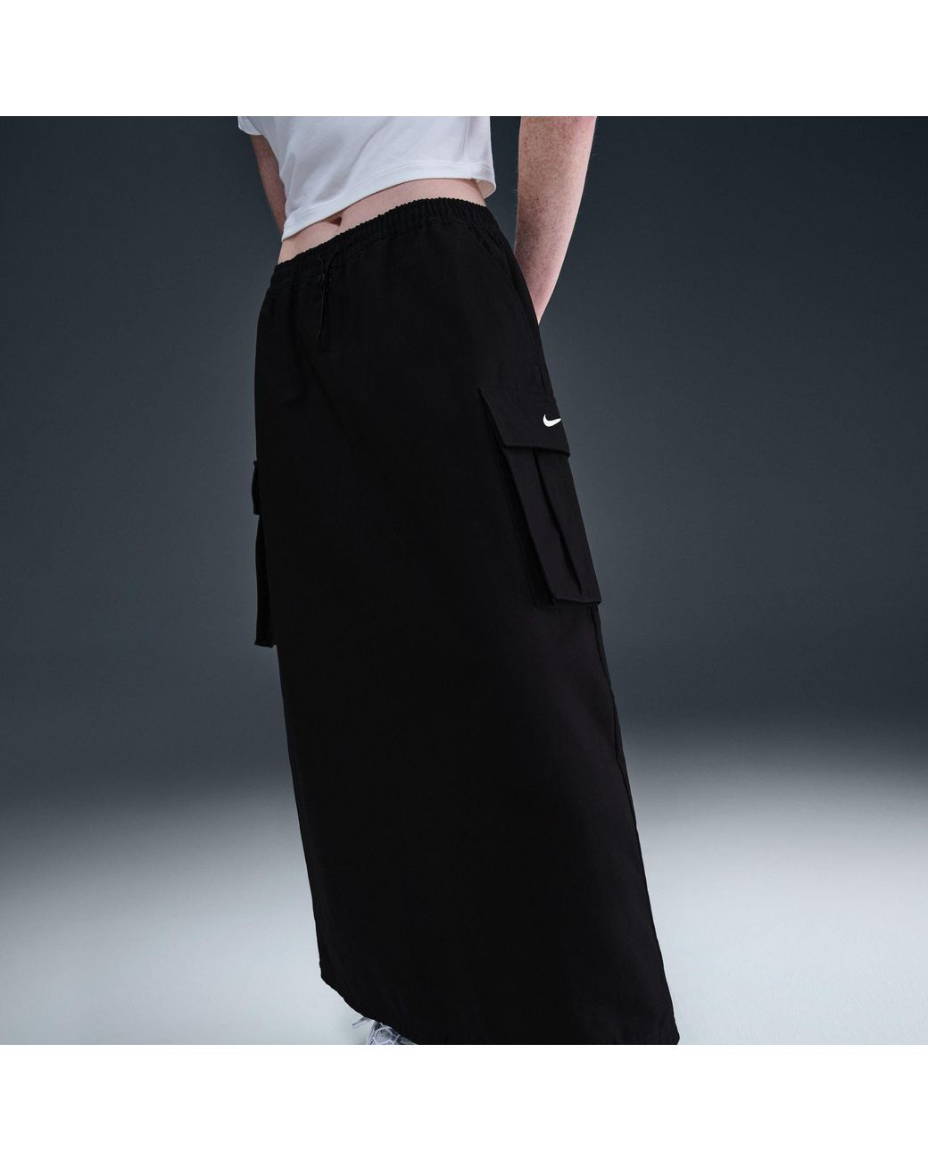 Nike Black Street Cargo Midi Skirt