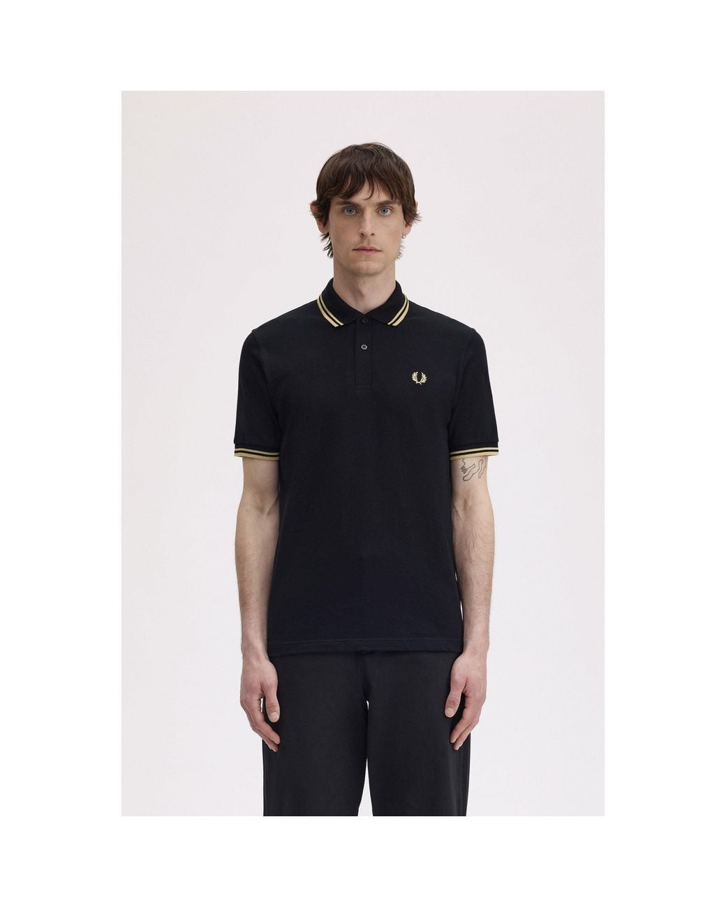 Fred Perry Black Mie Tip Short Sleeve Polo Shirt for men