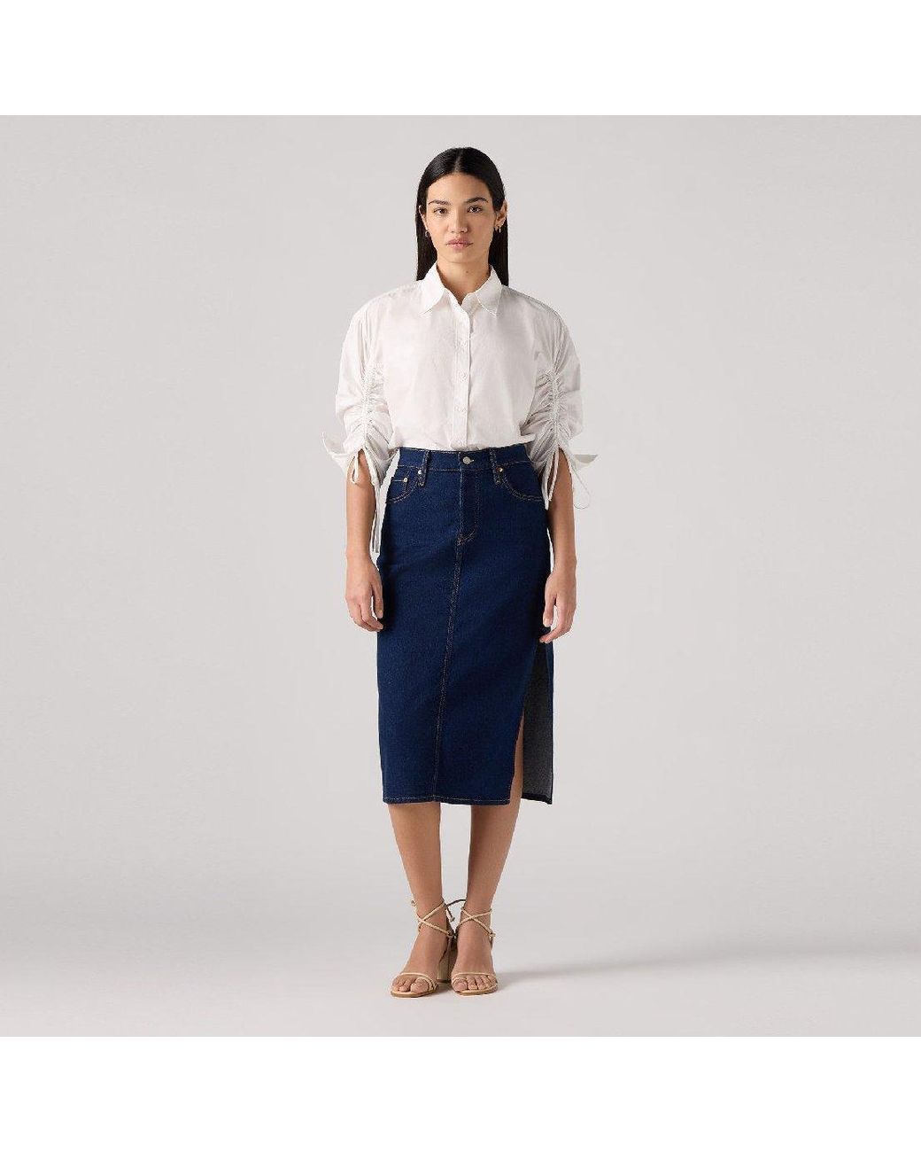 Levi's Blue Side Slit Denim Skirt