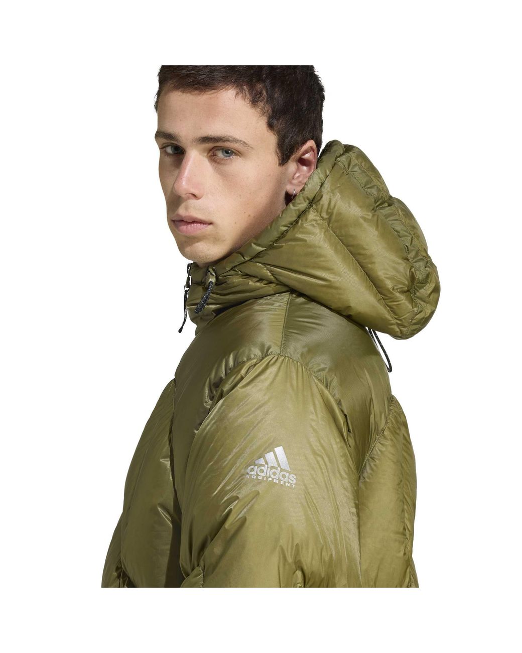 Adidas Green Eqt Full-Zip Hooded Short Puffer Jacket for men