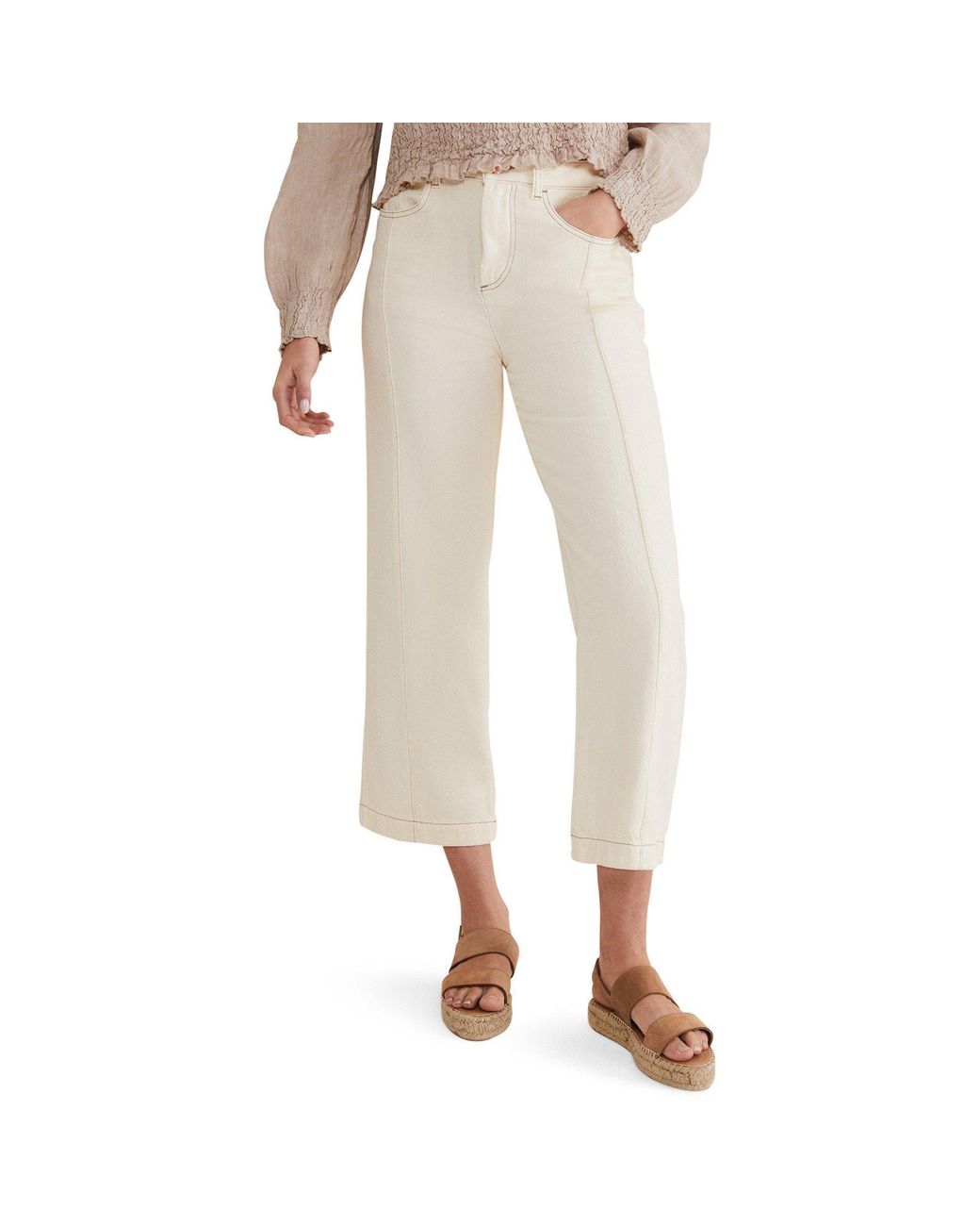 Phase Eight Natural Fraya Wide Leg Jeans