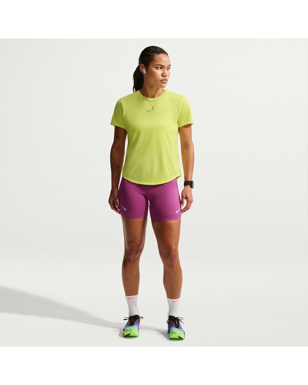 Nike Green Swift Aero-Fit Short-Sleeve Running Top