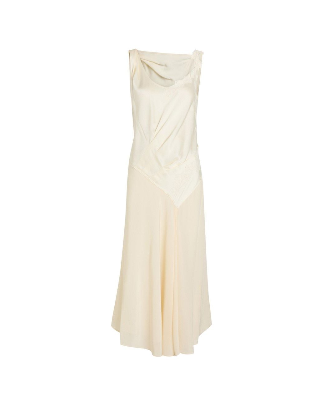 Victoria Beckham Natural Asymmetric Lace Detail Dress