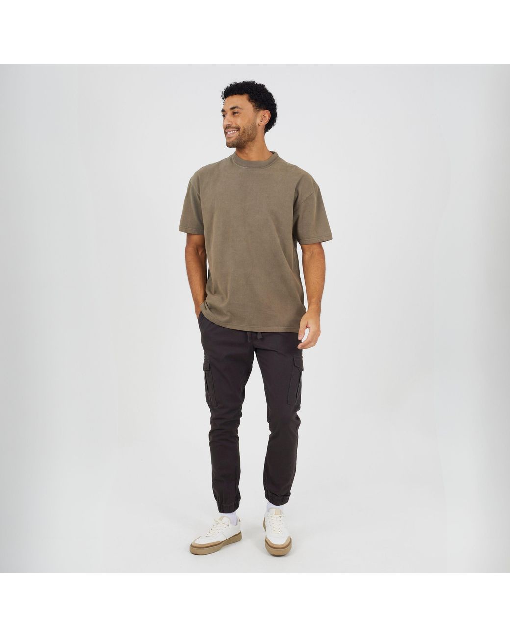 Brave Soul Black Twill Cuffed Trousers for men