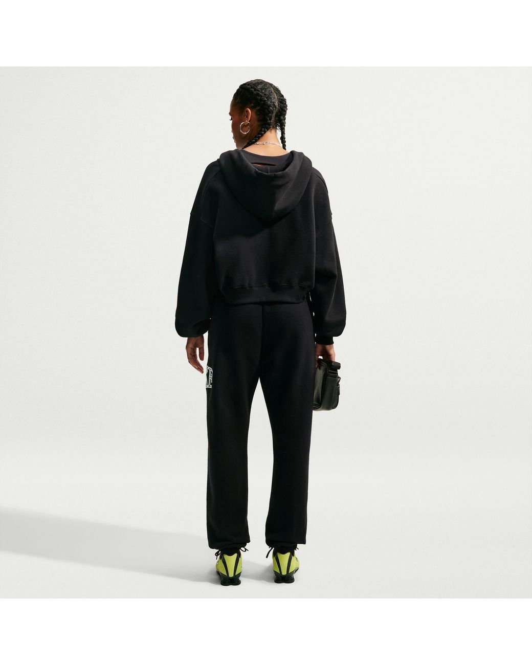 Nike Black Studio Crop Full-Zip Cotton Oversized-Fit Fleece