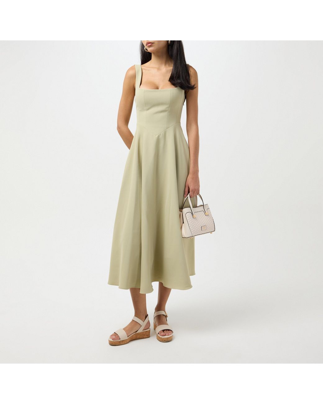 Dune White Lazered Leather Flatform Sandals