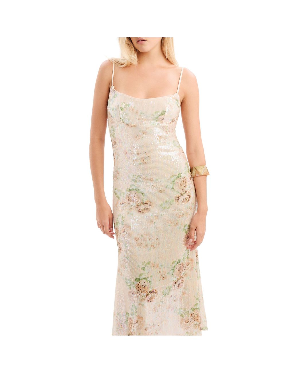 Bardot White Adoni Sequin Mesh Midi Dress