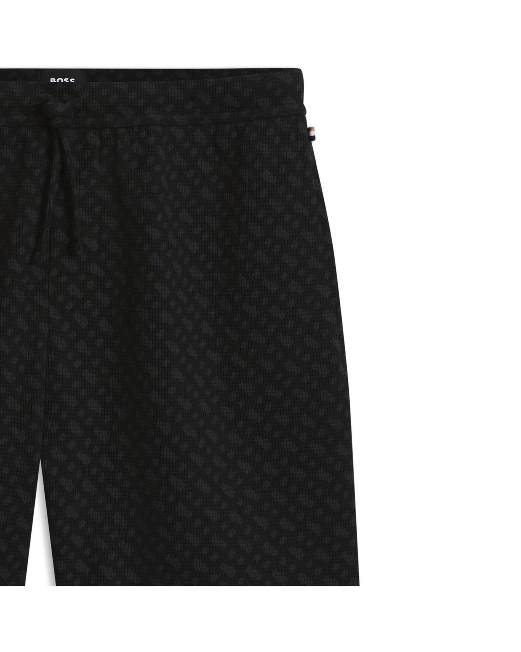 Boss Black Waffle Shorts With Monogram Logo Detail for men