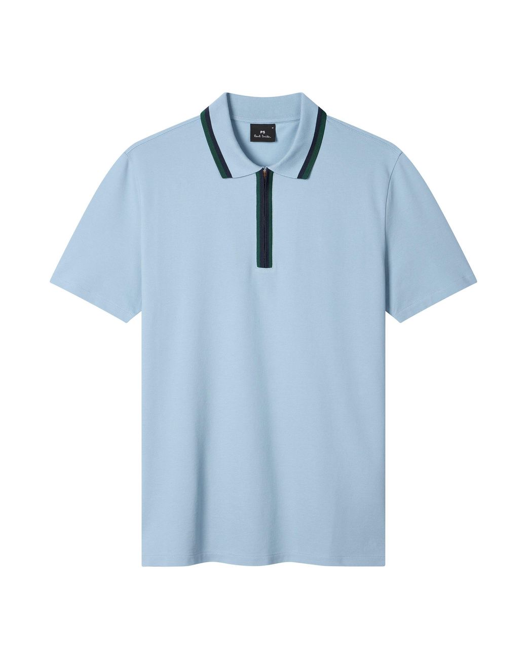 Paul Smith Blue Zipped Short Sleeve Polo Shirt for men
