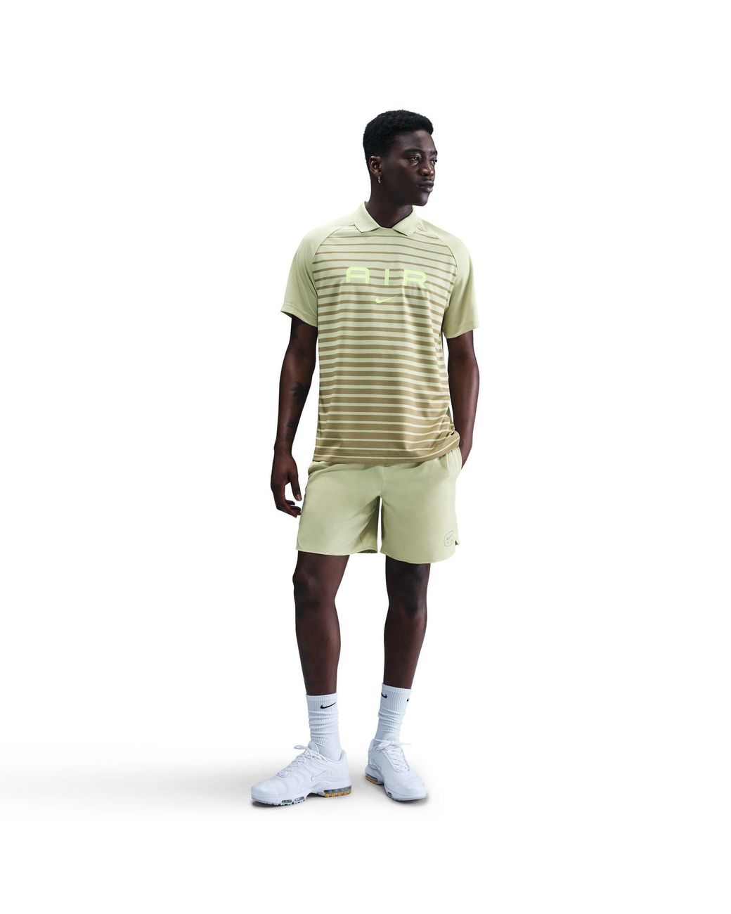 Nike Green Air Striped Short-Sleeve Regular Fit T-Shirt for men