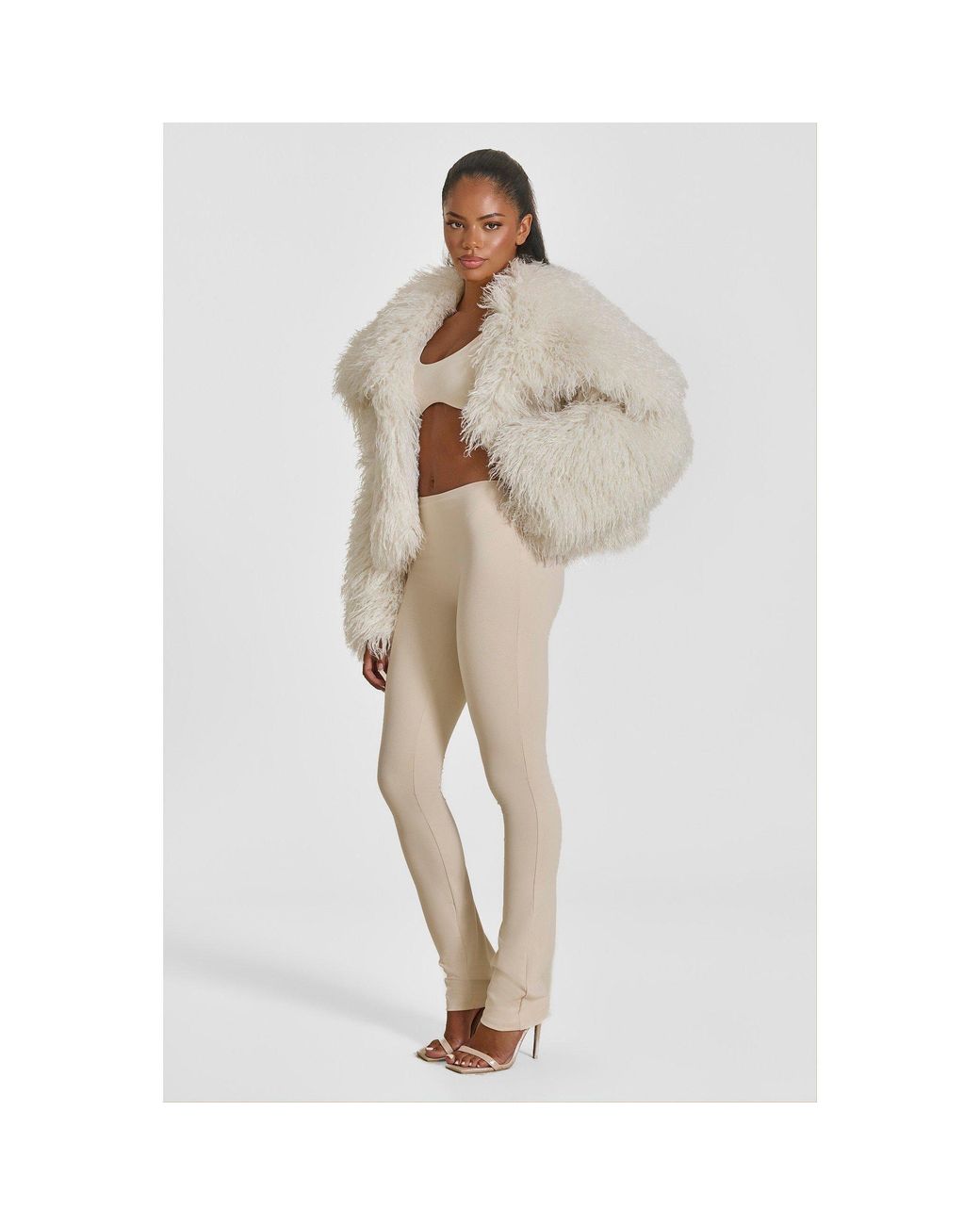 Mars the Label White Mongolian Faux Fur Teddy Coat