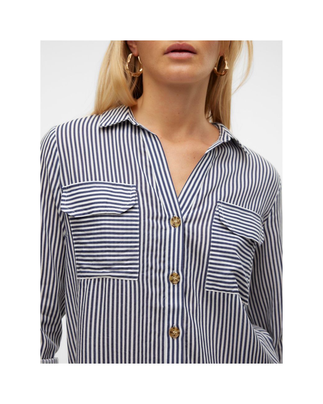 Vero Moda Gray Long-Sleeve Plain Shirt