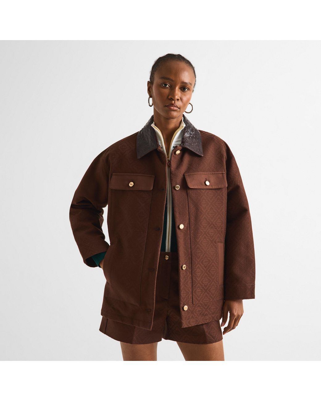 Casablanca Brown Cotton Oversized-Fit Barn Jacket