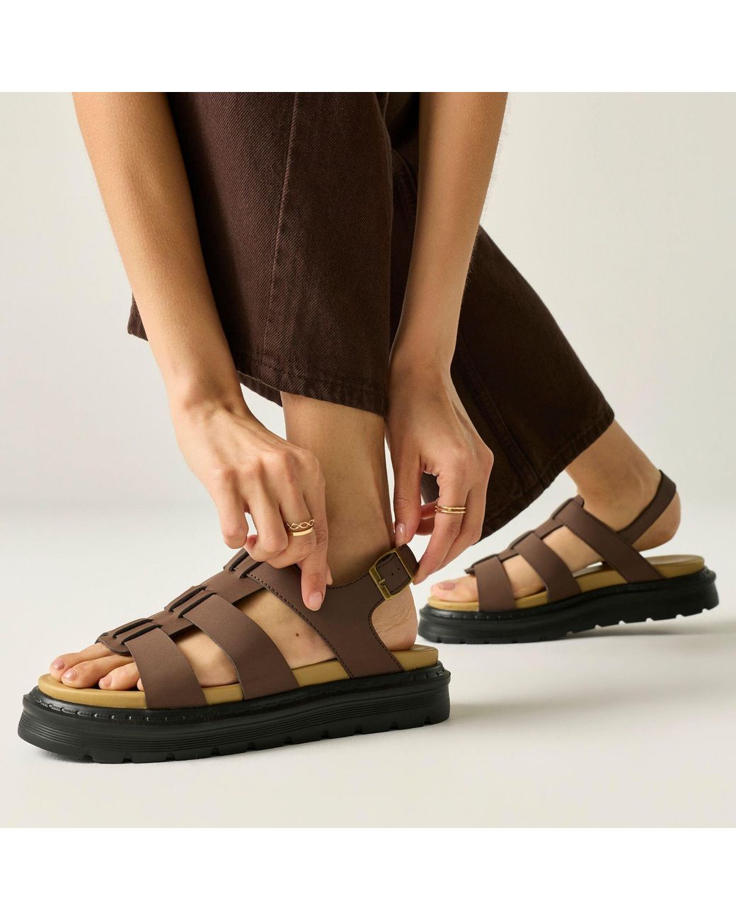 Regatta Brown Palma Synthetic Leather Heeled Platform Sandals