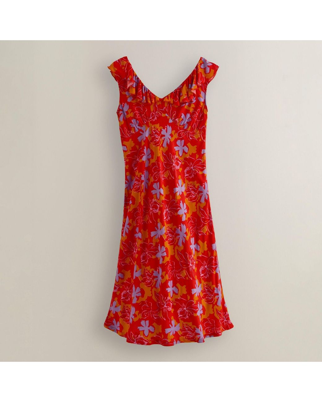 Regatta Red Casablanca V-Neck Ruffle Midi Milkmaid Dress