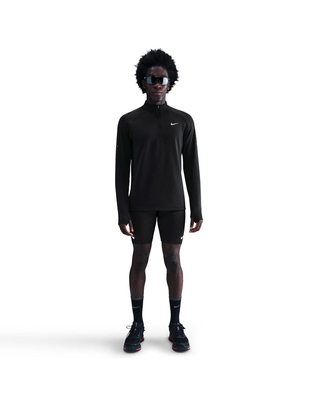 Nike Black Winter Run Half Zip Long Sleeve Running Top for men