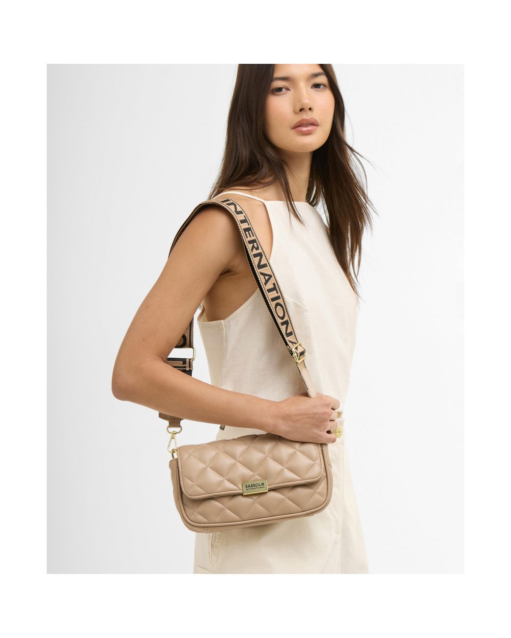 Barbour White Soft Quilt Mini Soho Crossbody Bag