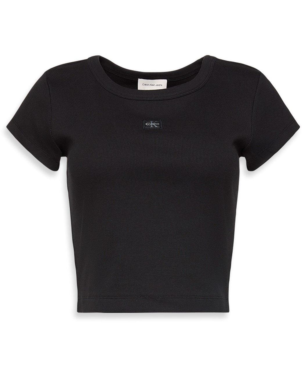 Calvin Klein Black Woven Ribbed Baby Tee