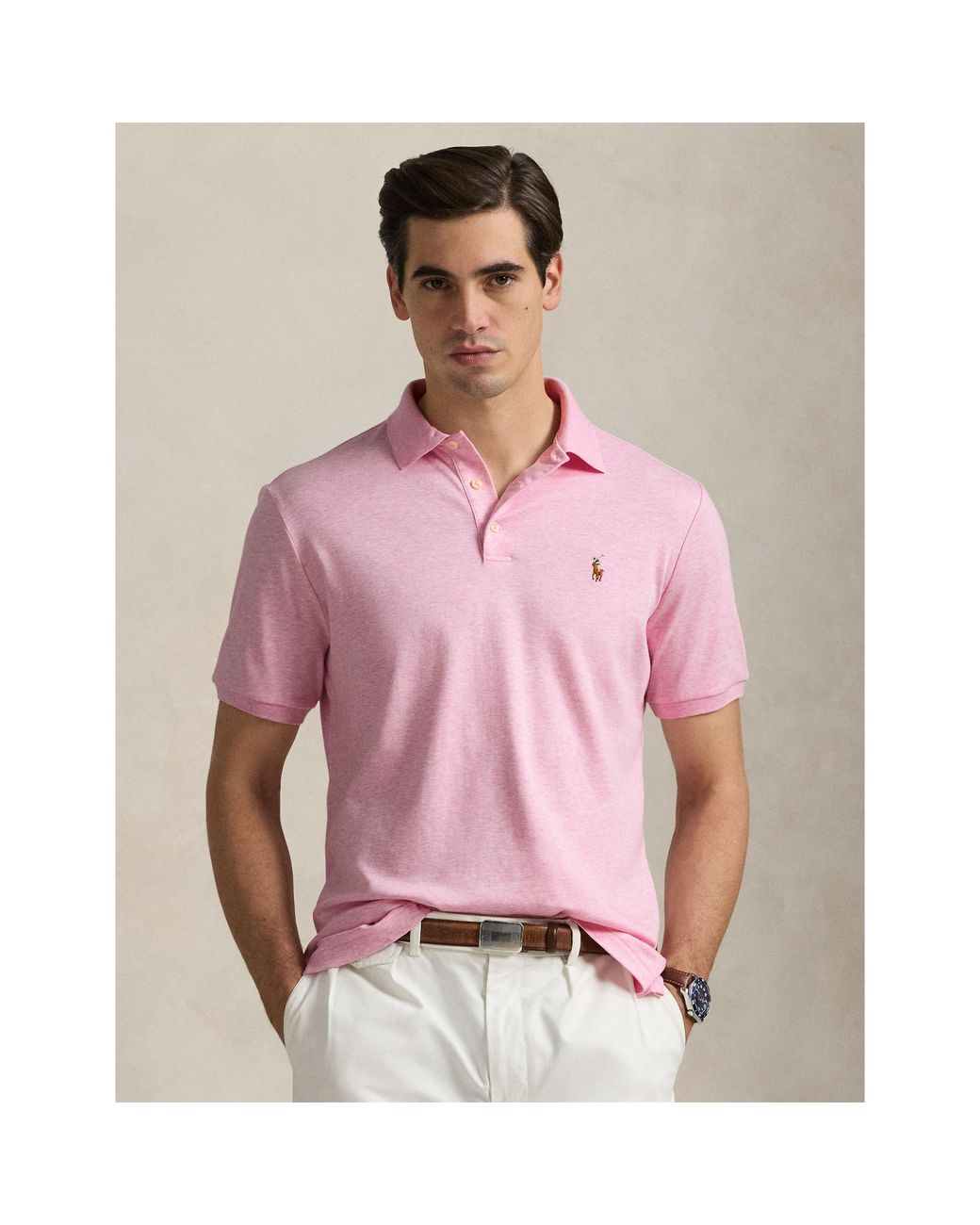 Polo Ralph Lauren Pink Slim Fit Short Sleeve Polo Shirt for men