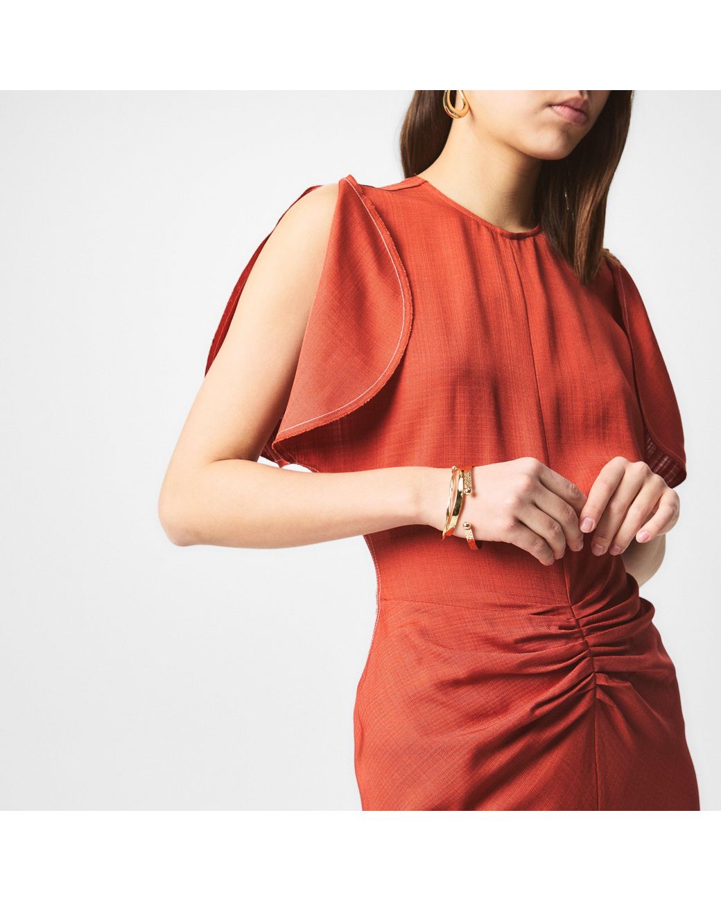 Victoria Beckham Tailored Ruched Front Midi Dress