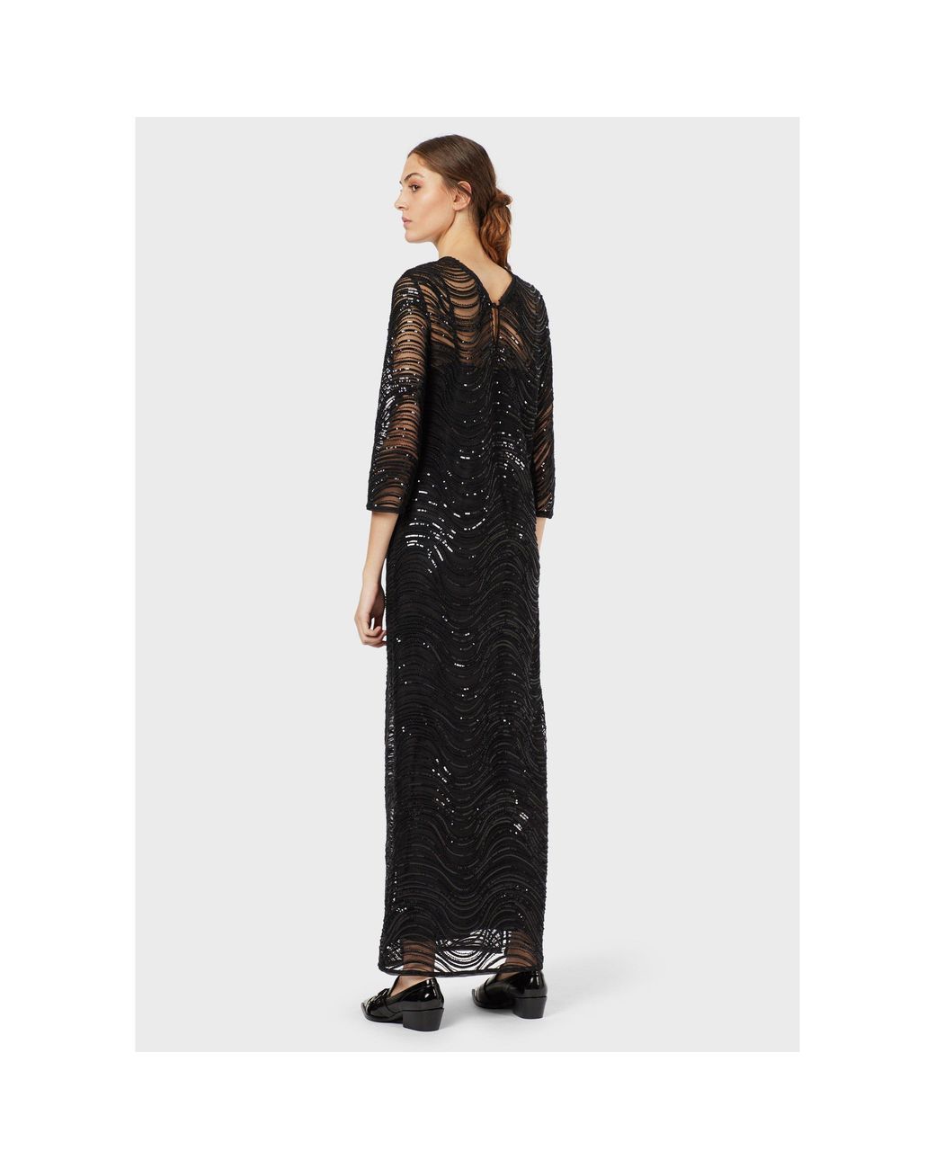 Emporio Armani Black Lace Textured Maxi Dress